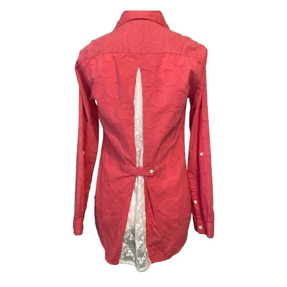 Isabella Sinclair Textured‎ Dot Mixed Fabric Top Size XS Pink Cottagecore - Picture 4 of 13